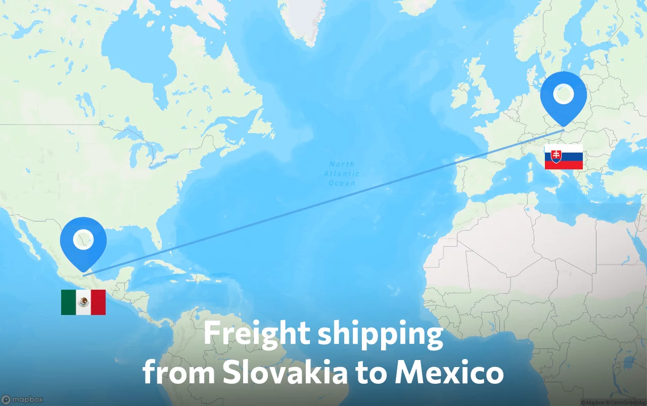 Shipping route from Slovakia to Mexico