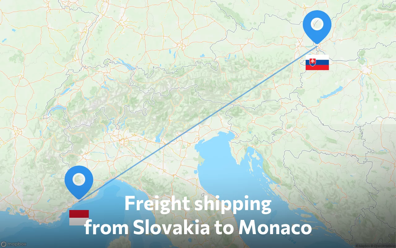 Shipping route from Slovakia to Monaco