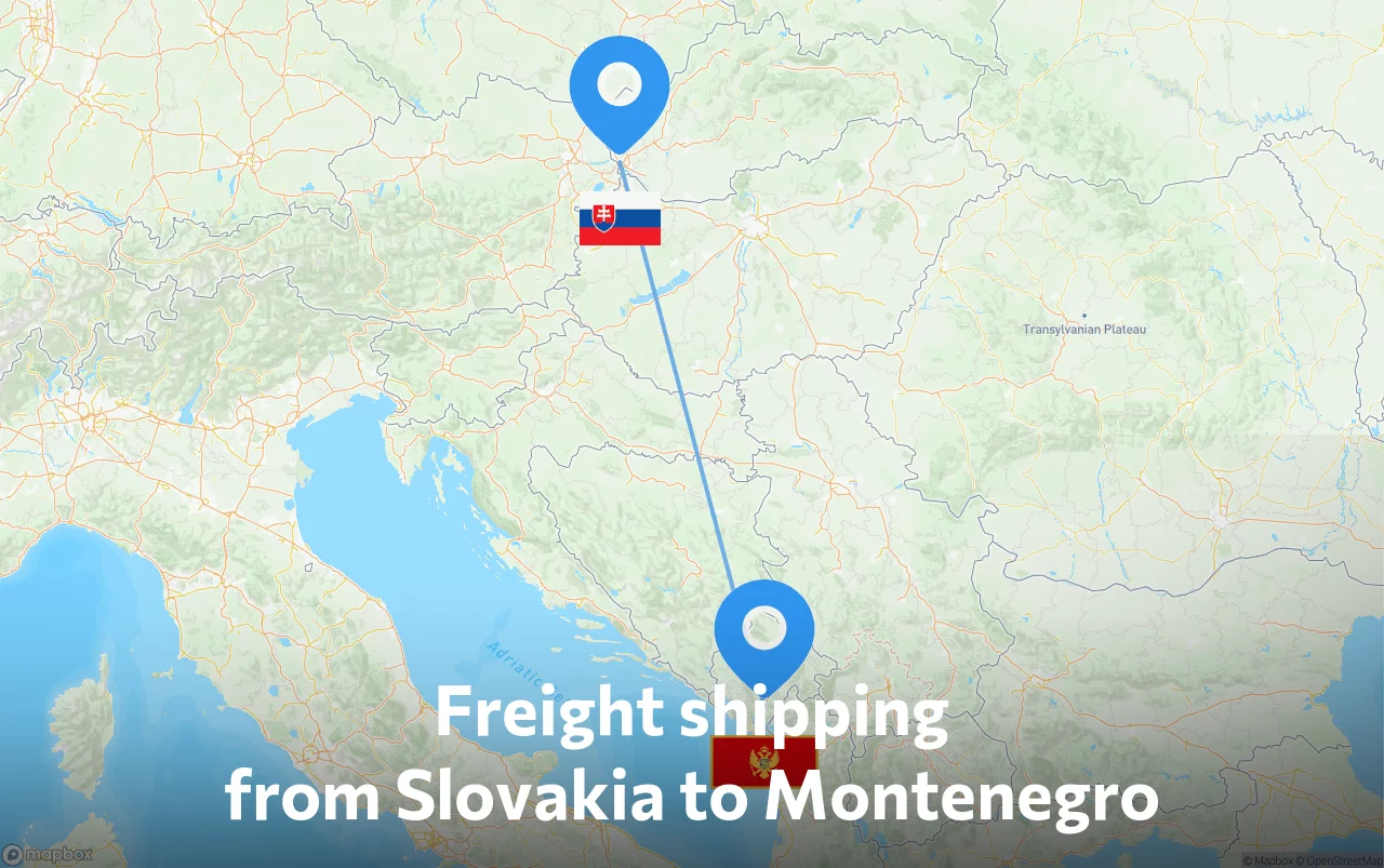Shipping route from Slovakia to Montenegro