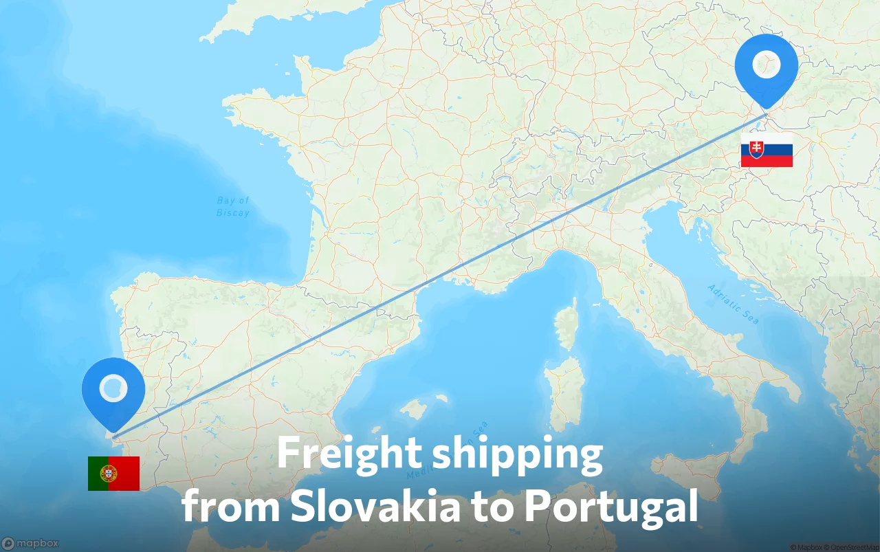 Shipping route from Slovakia to Portugal