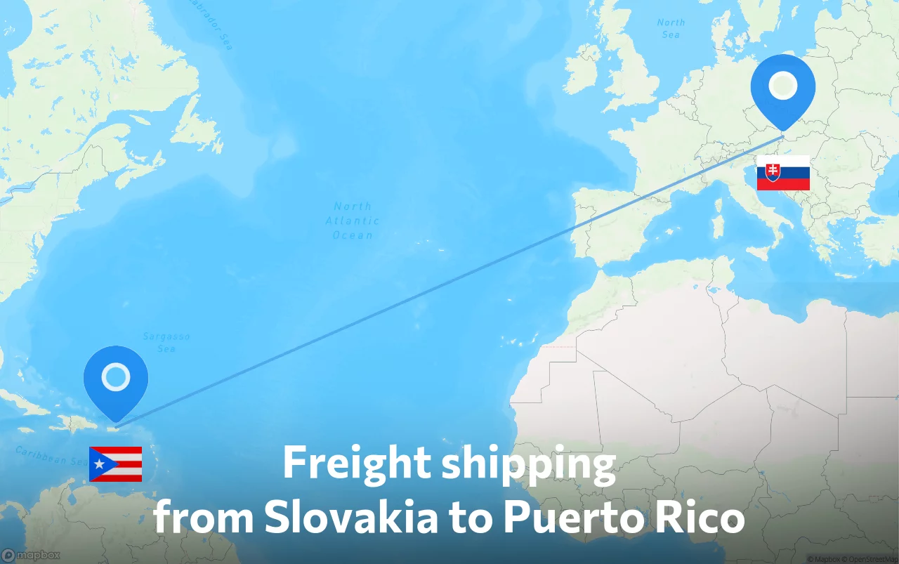 Shipping route from Slovakia to Puerto Rico