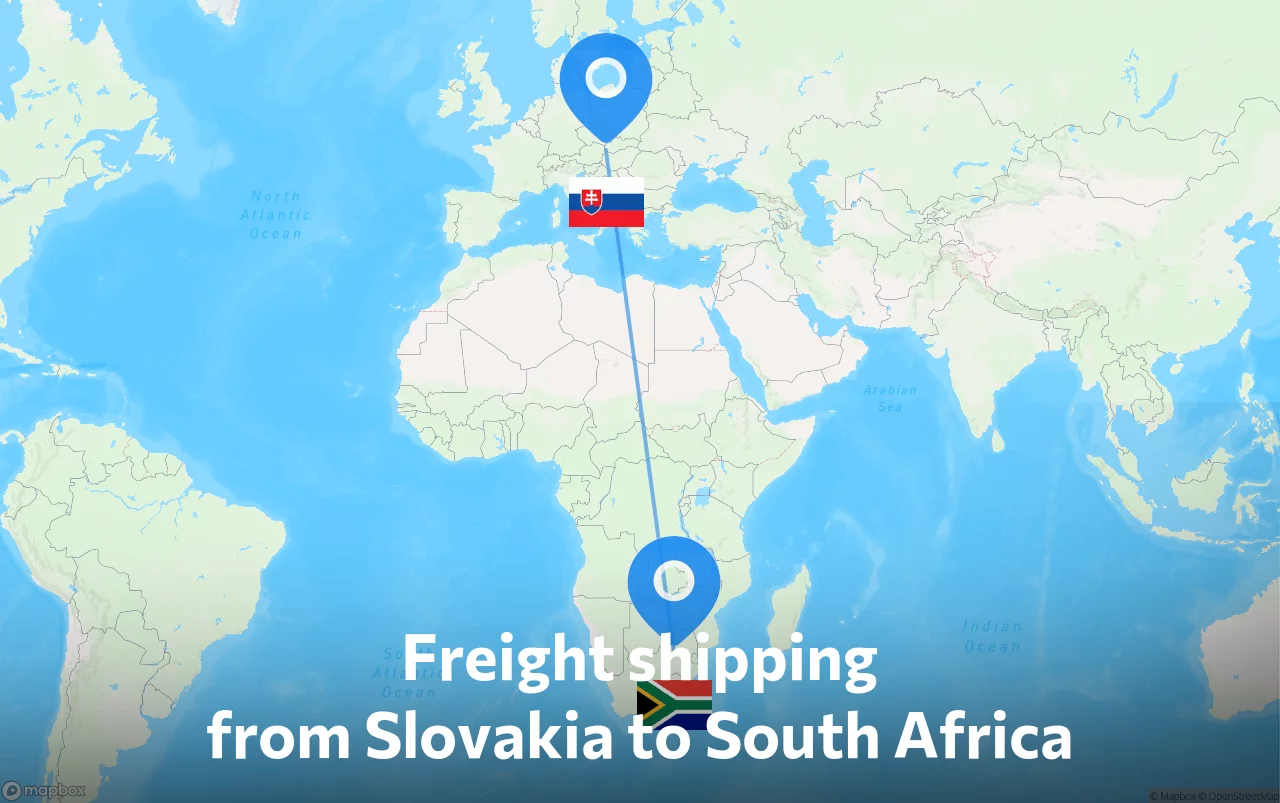 Shipping route from Slovakia to South Africa