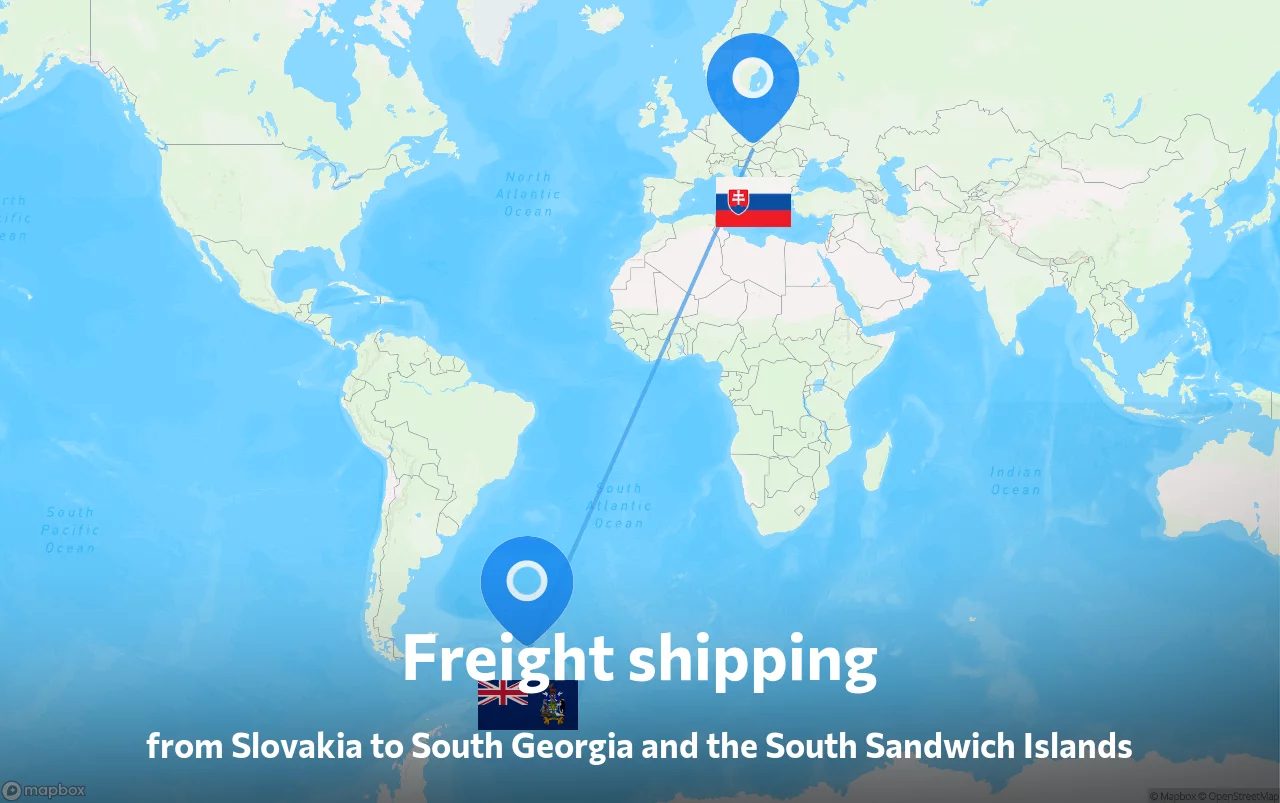 Shipping route from Slovakia to South Georgia and the South Sandwich Islands