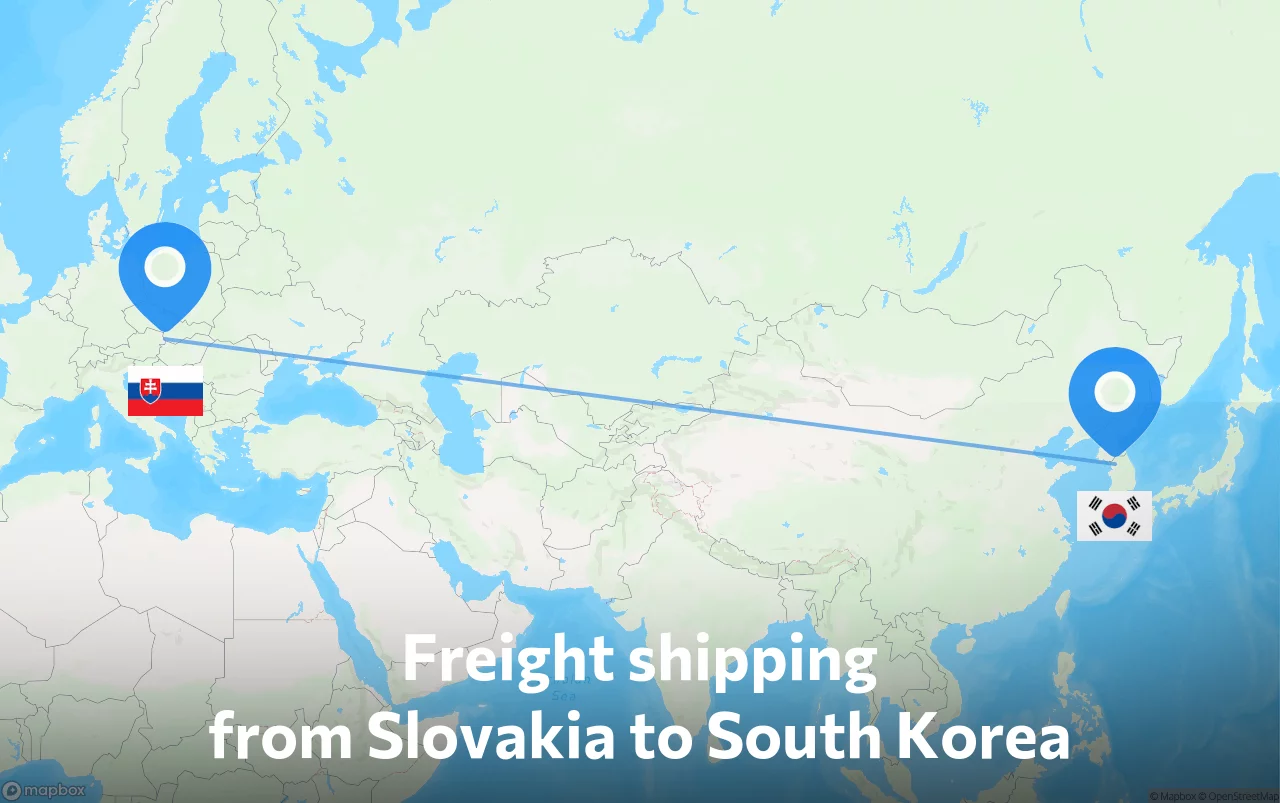 Shipping route from Slovakia to South Korea