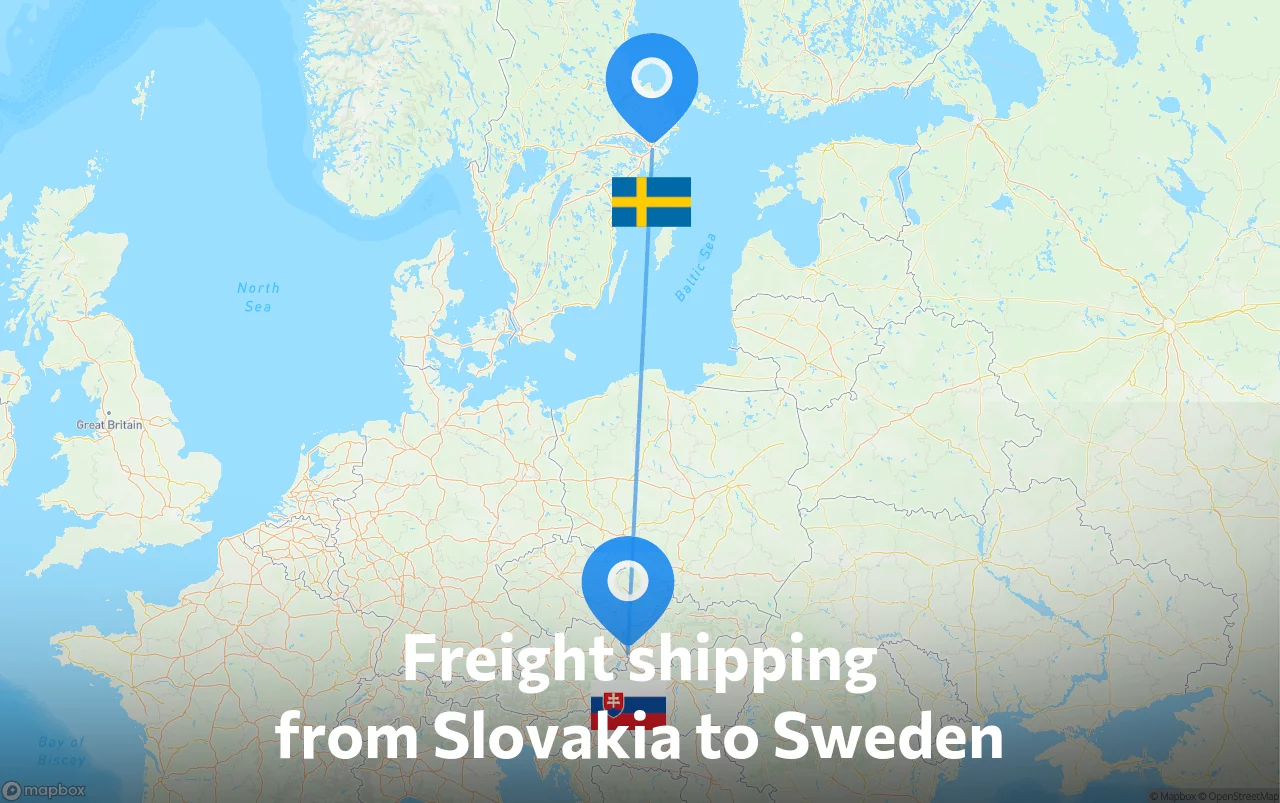 Shipping route from Slovakia to Sweden