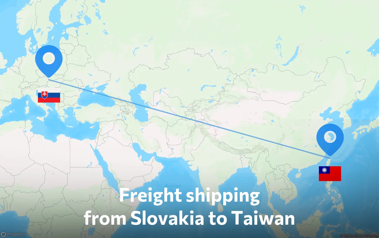 Shipping route from Slovakia to Taiwan