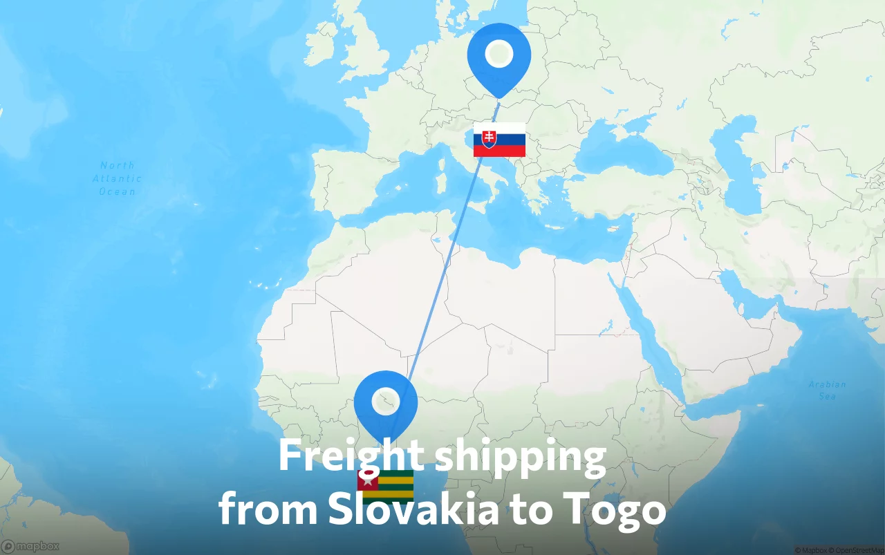 Shipping route from Slovakia to Togo