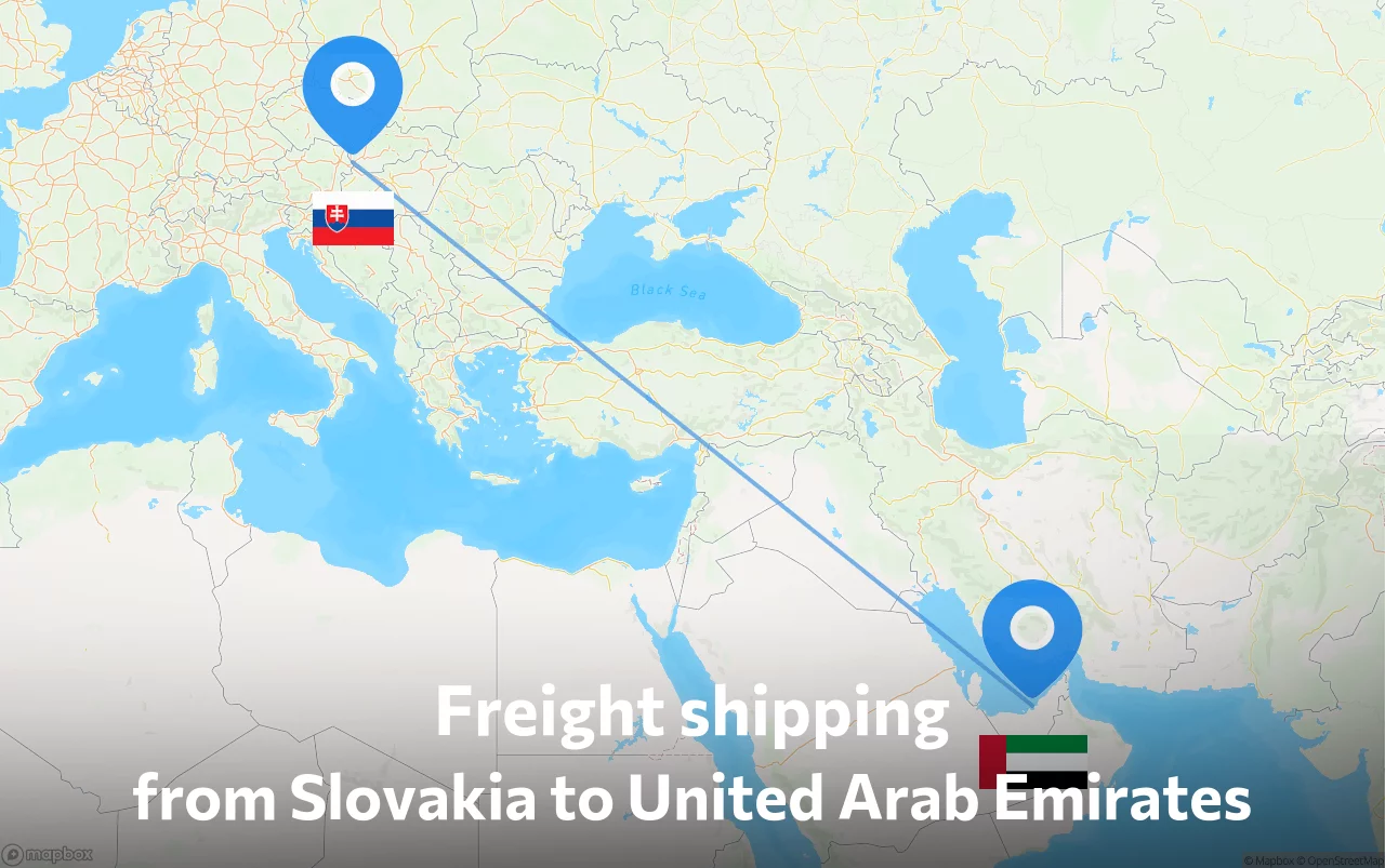 Shipping route from Slovakia to United Arab Emirates