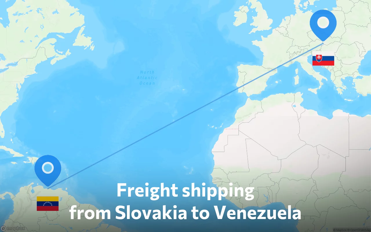 Shipping route from Slovakia to Venezuela