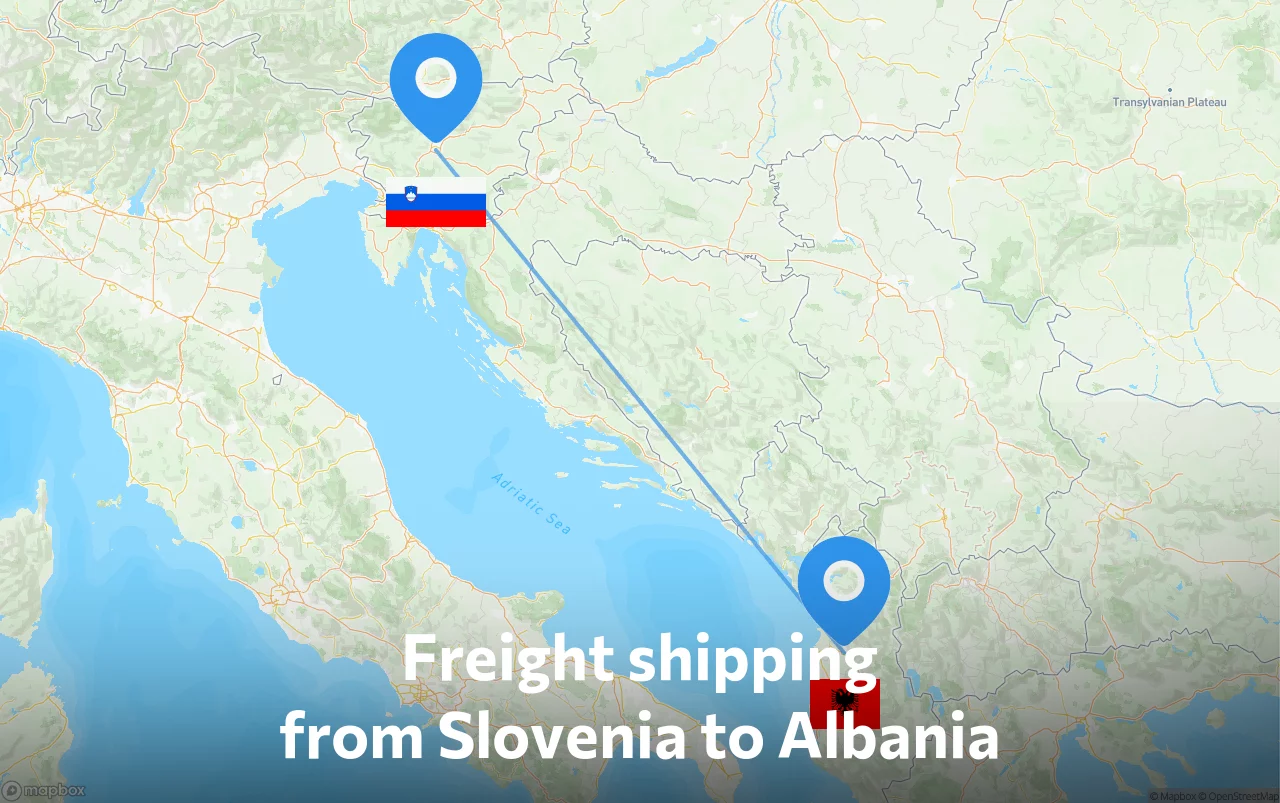 Shipping route from Slovenia to Albania