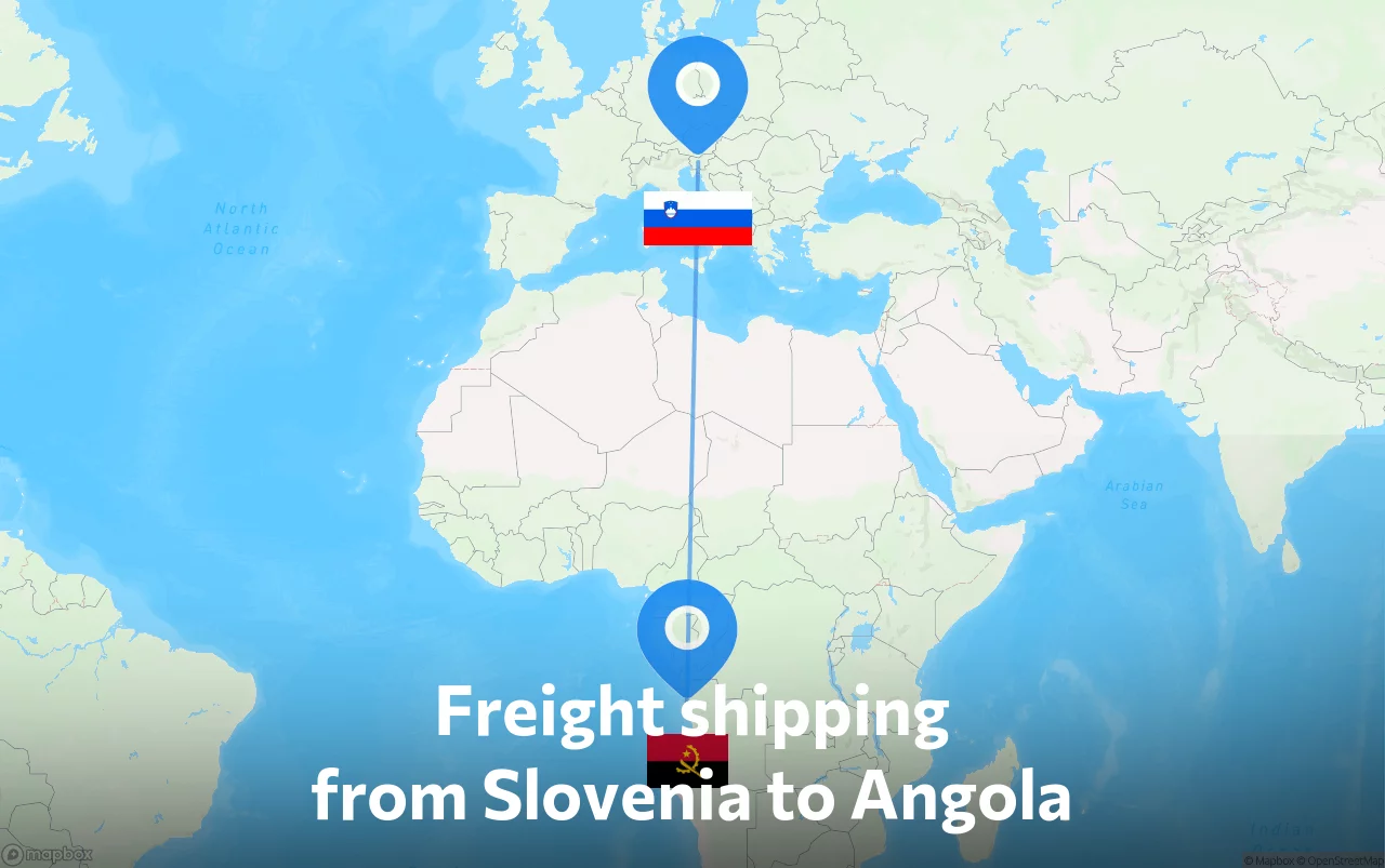 Shipping route from Slovenia to Angola