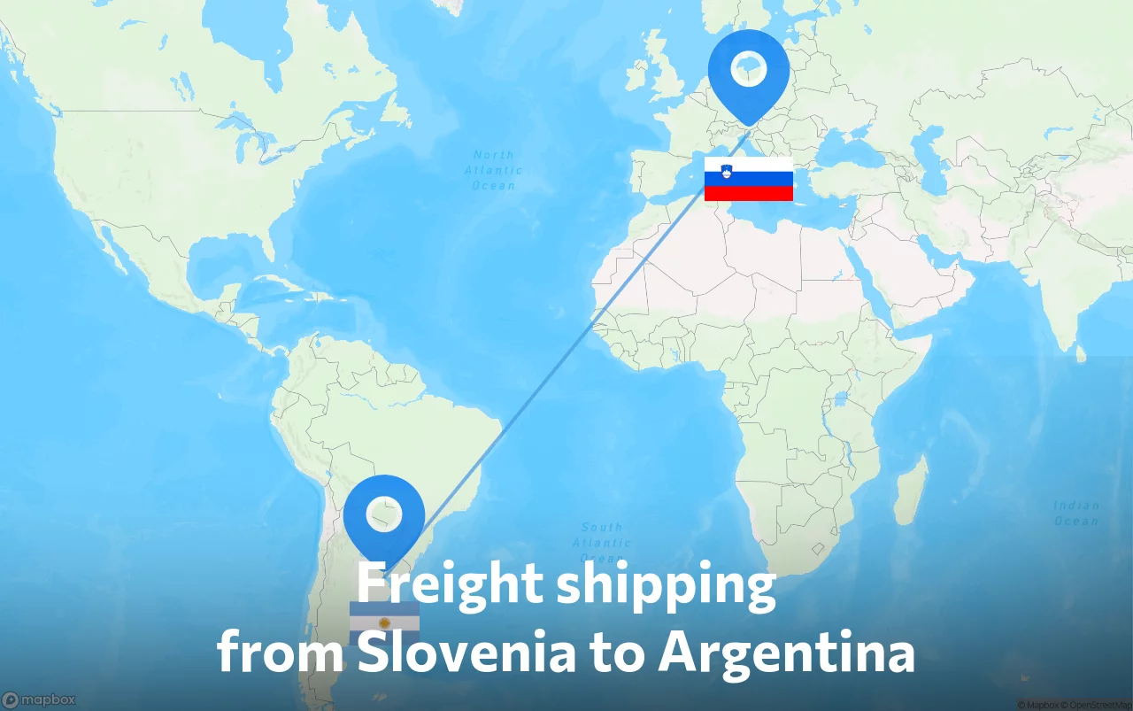 Shipping route from Slovenia to Argentina