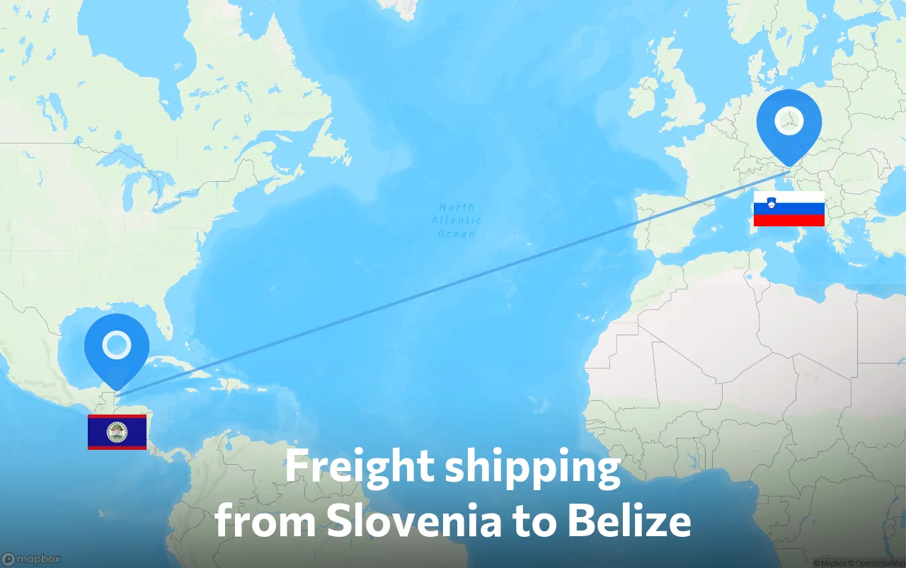 Shipping route from Slovenia to Belize
