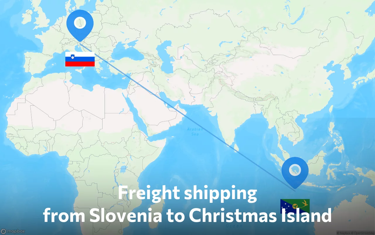 Shipping route from Slovenia to Christmas Island