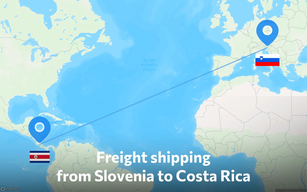 Shipping route from Slovenia to Costa Rica
