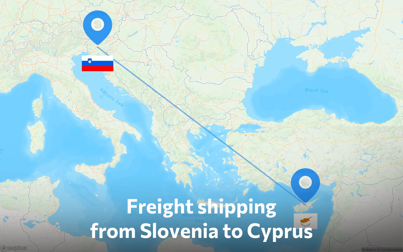 Shipping route from Slovenia to Cyprus
