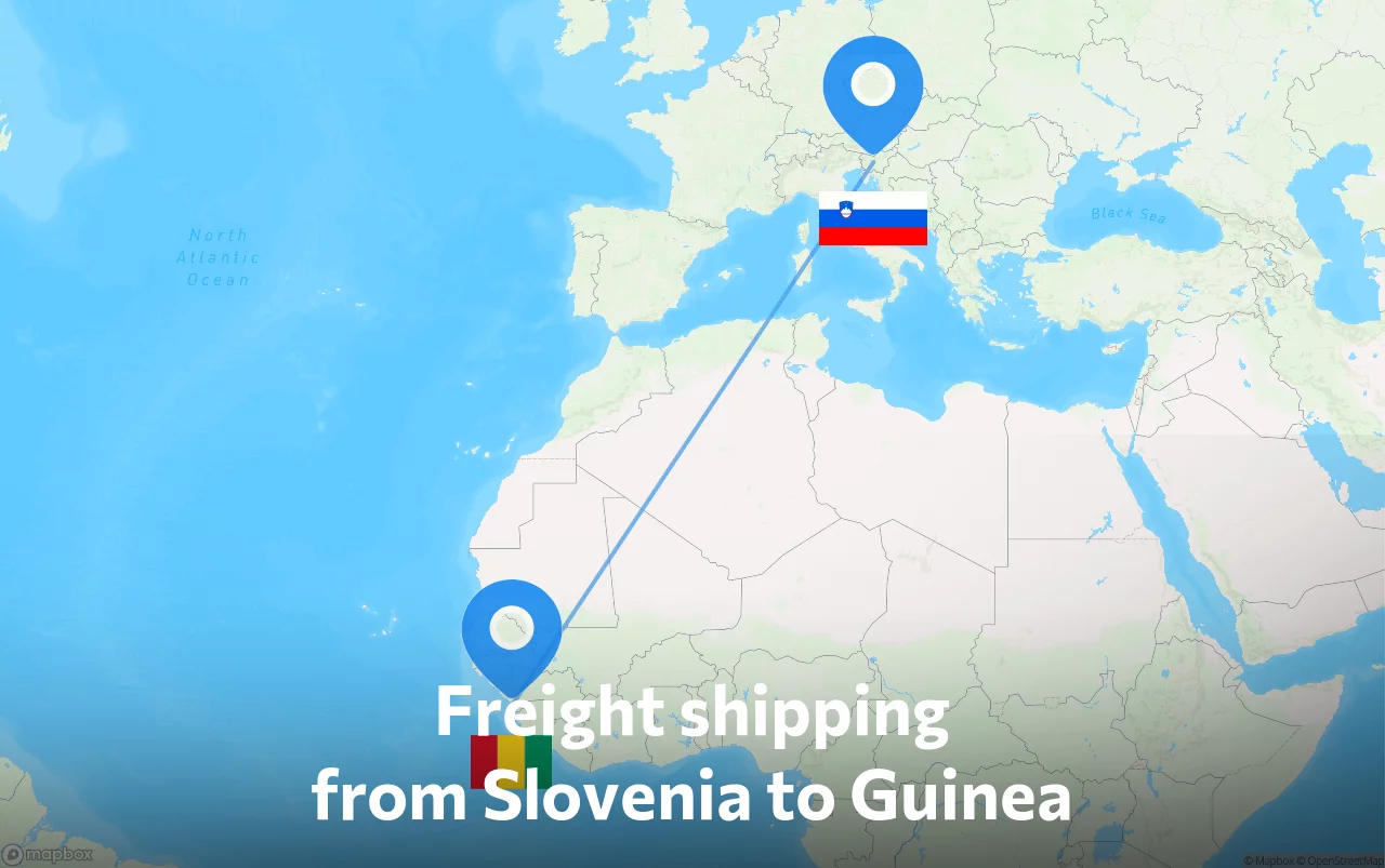 Shipping route from Slovenia to Guinea