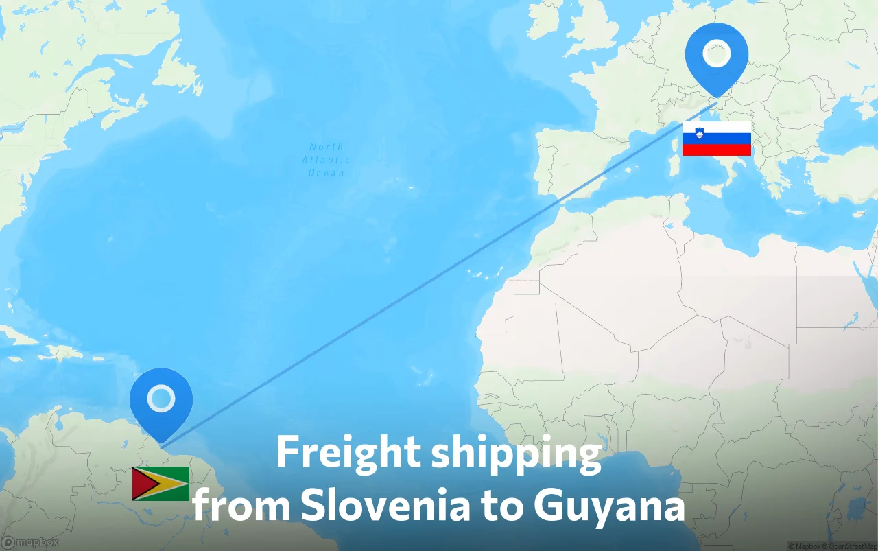Shipping route from Slovenia to Guyana