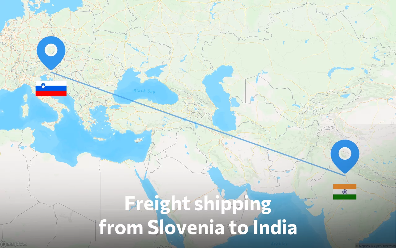 Shipping route from Slovenia to India