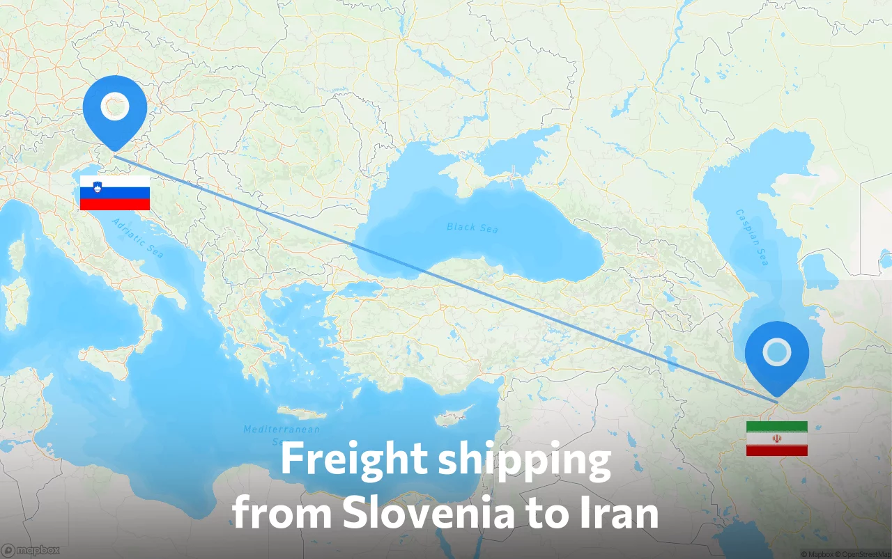 Shipping route from Slovenia to Iran