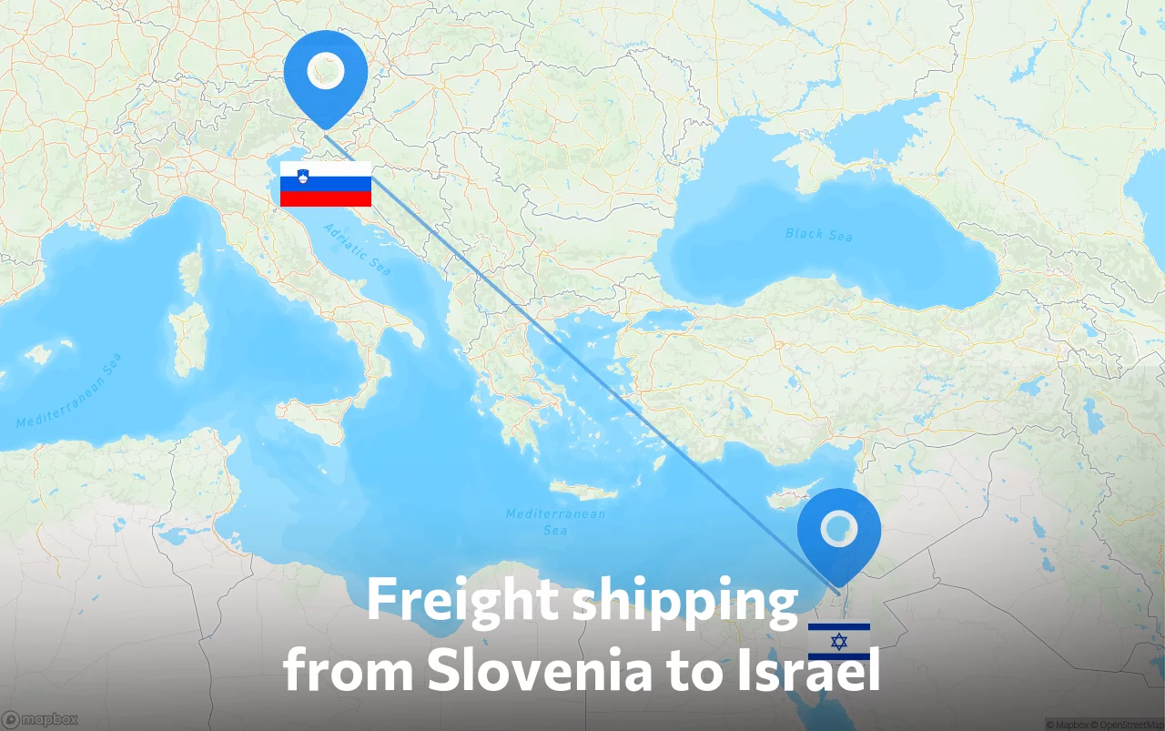 Shipping route from Slovenia to Israel