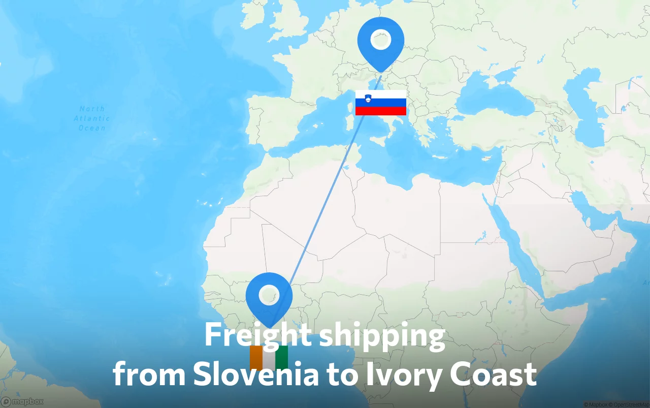 Shipping route from Slovenia to Ivory Coast