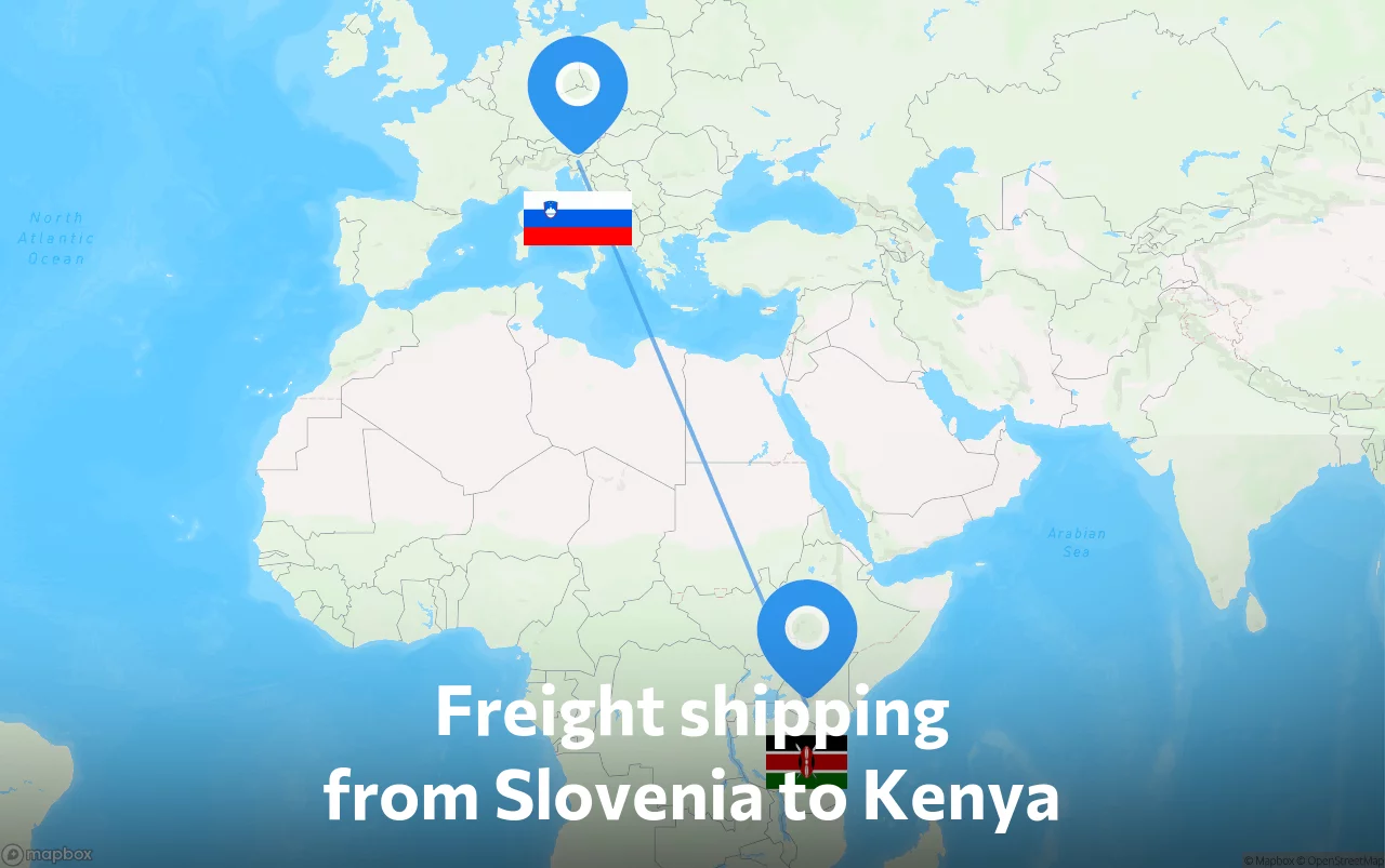 Shipping route from Slovenia to Kenya