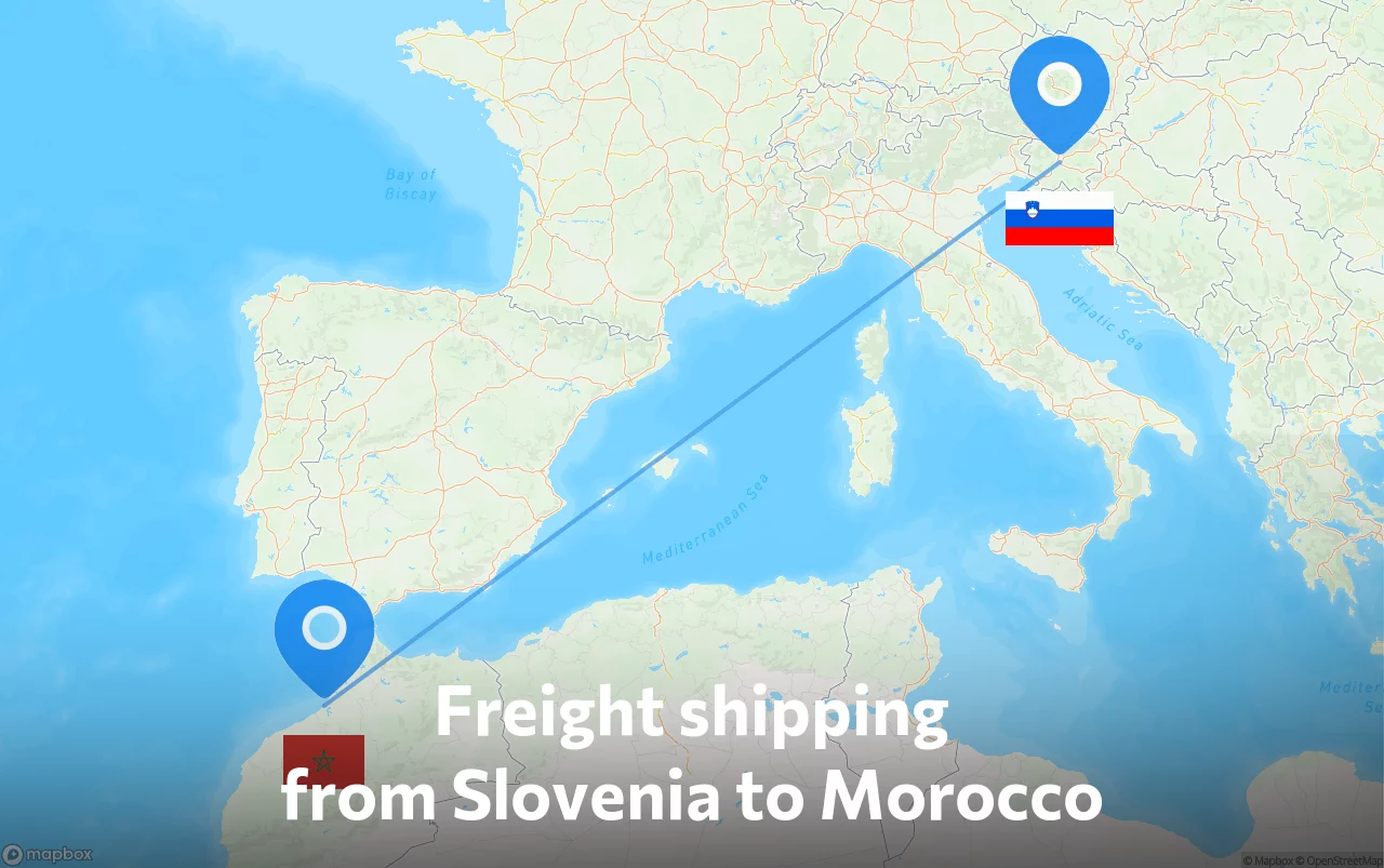 Shipping route from Slovenia to Morocco