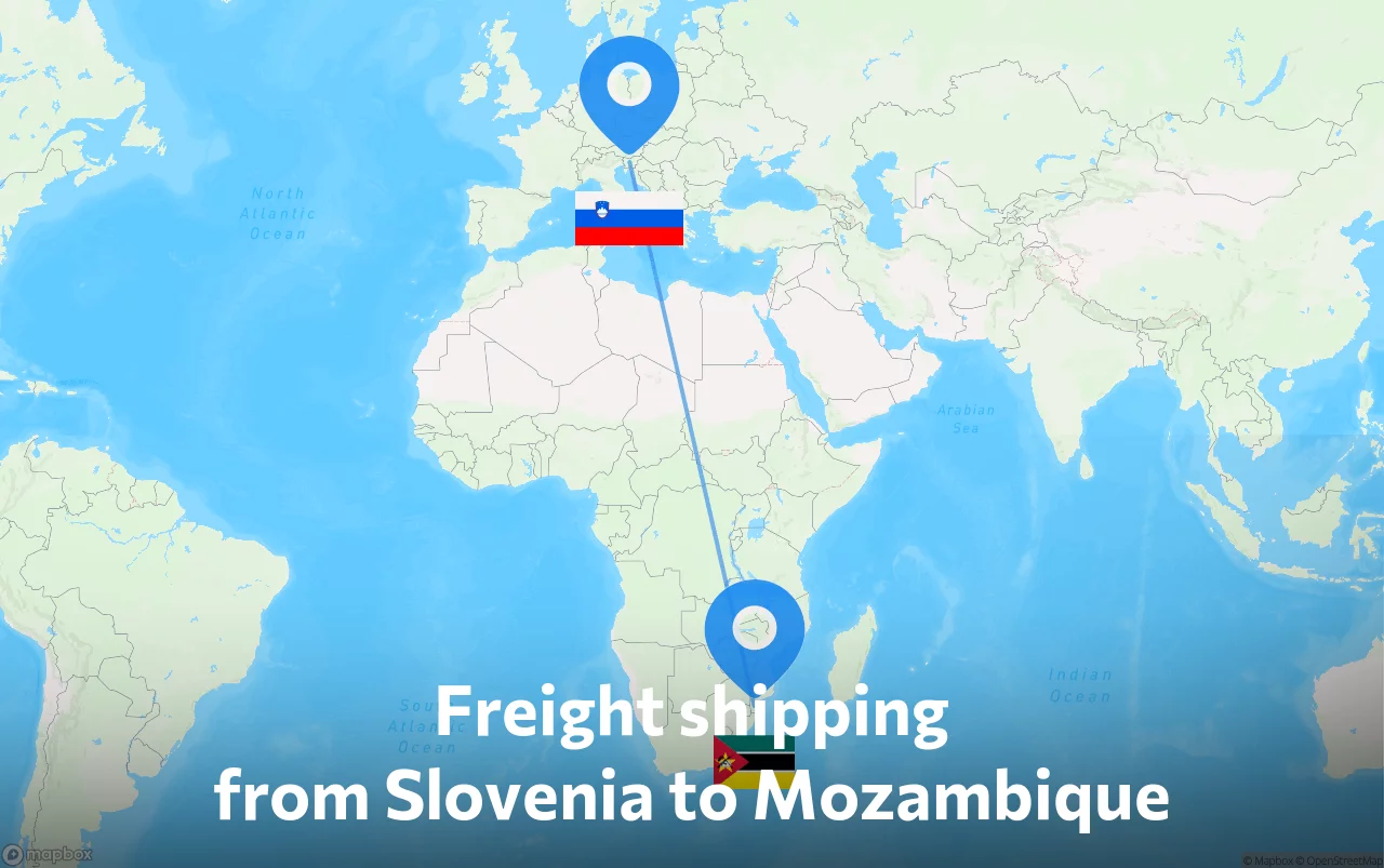 Shipping route from Slovenia to Mozambique