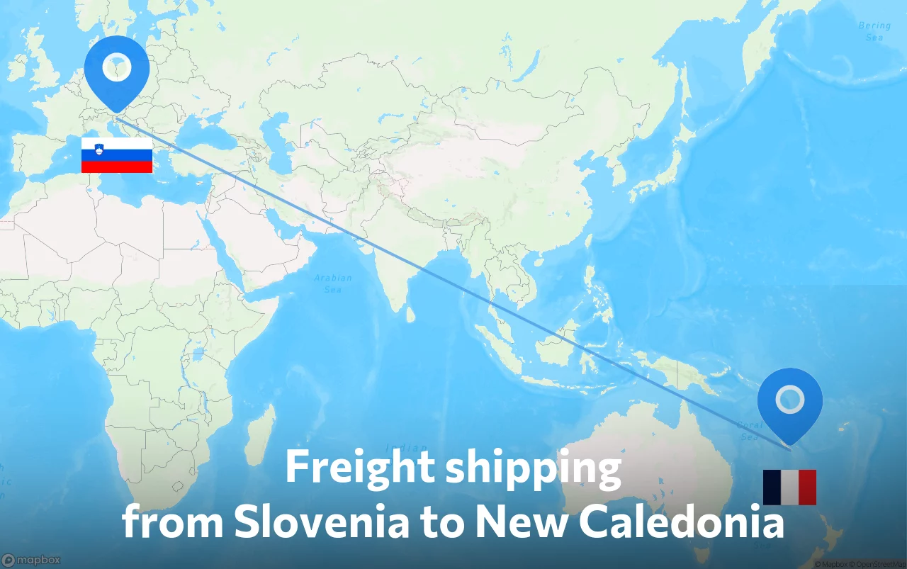 Shipping route from Slovenia to New Caledonia