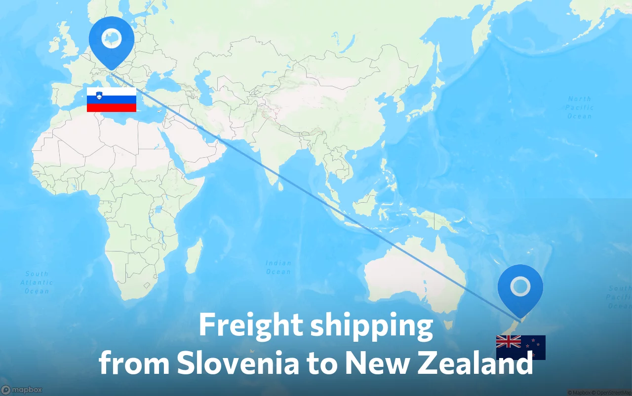 Shipping route from Slovenia to New Zealand