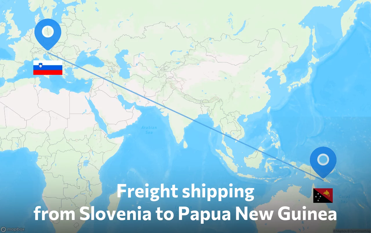 Shipping route from Slovenia to Papua New Guinea