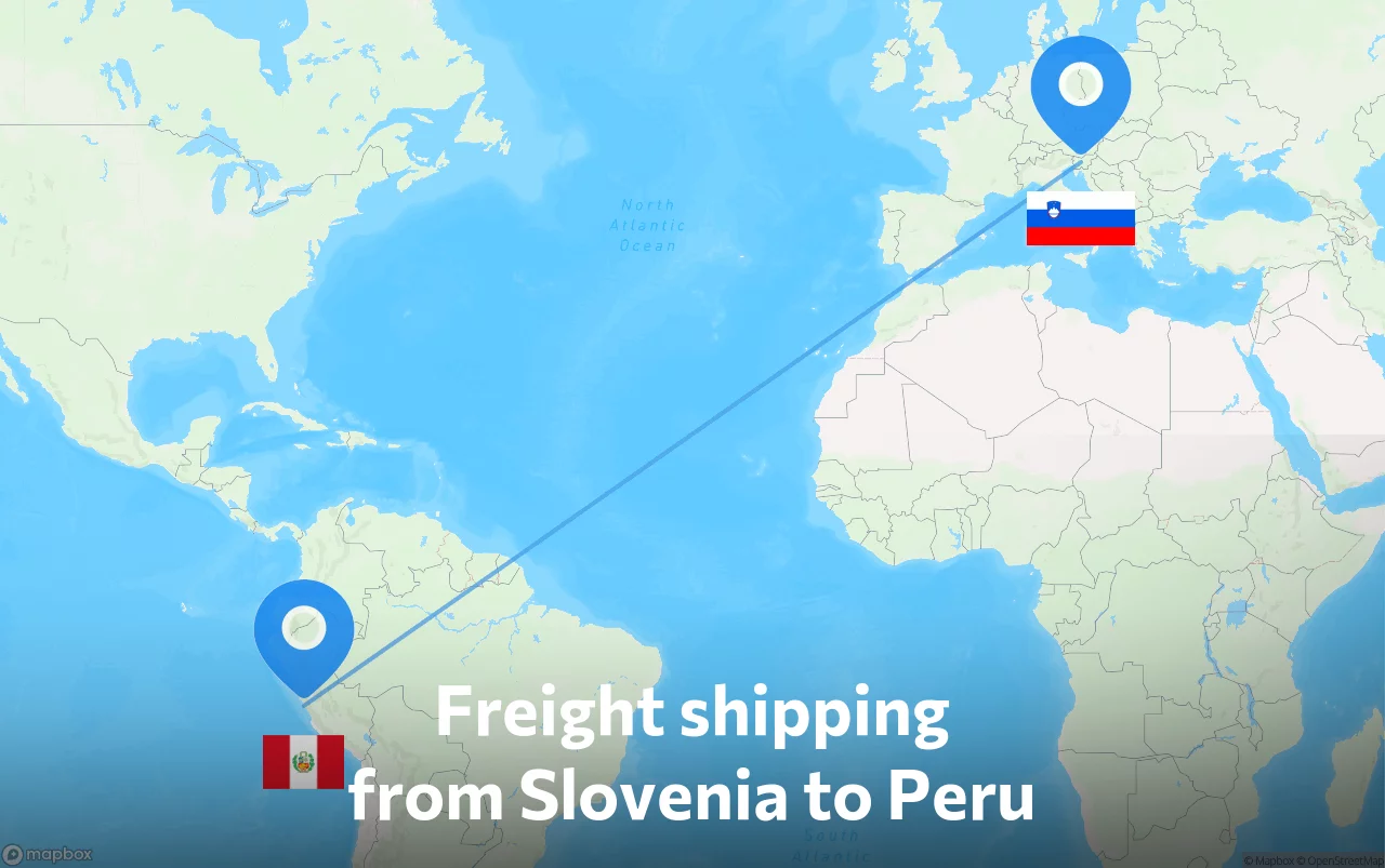 Shipping route from Slovenia to Peru