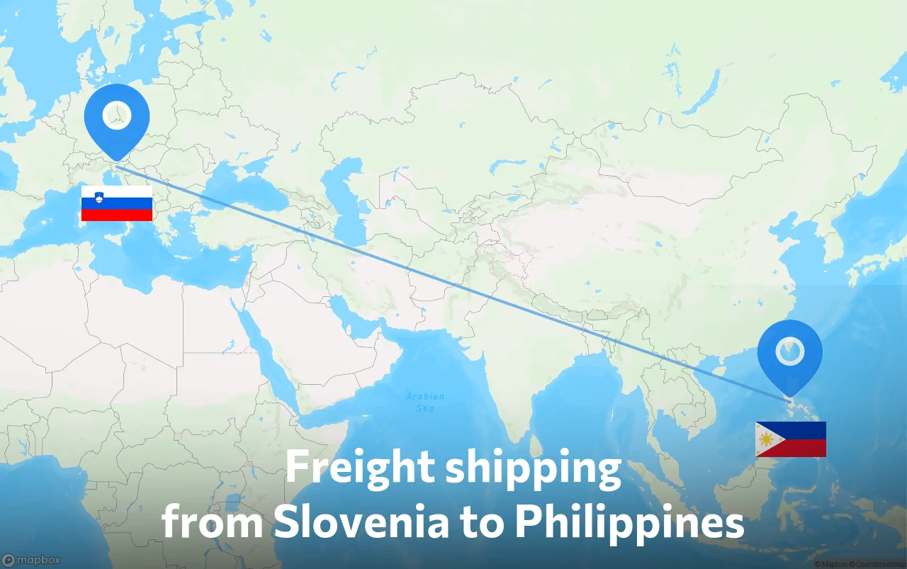 Shipping route from Slovenia to Philippines