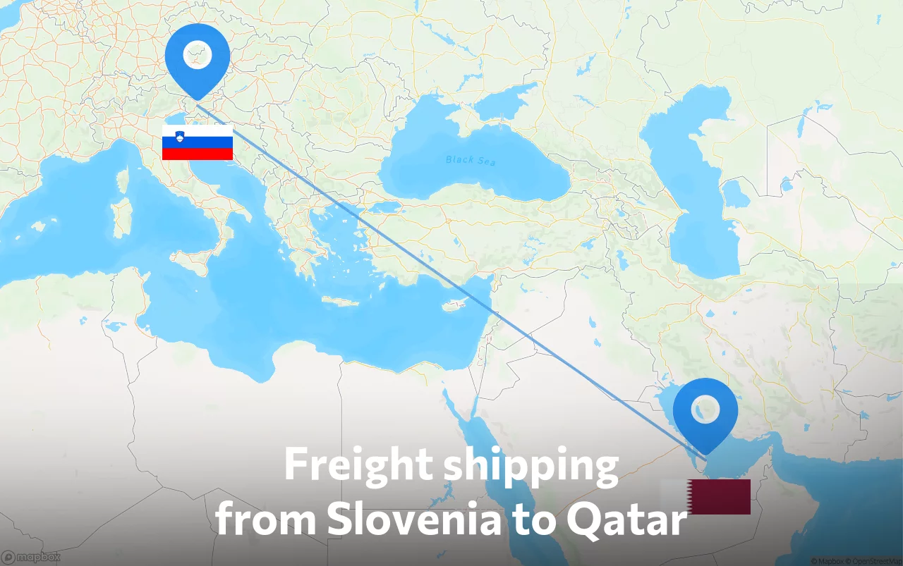 Shipping route from Slovenia to Qatar