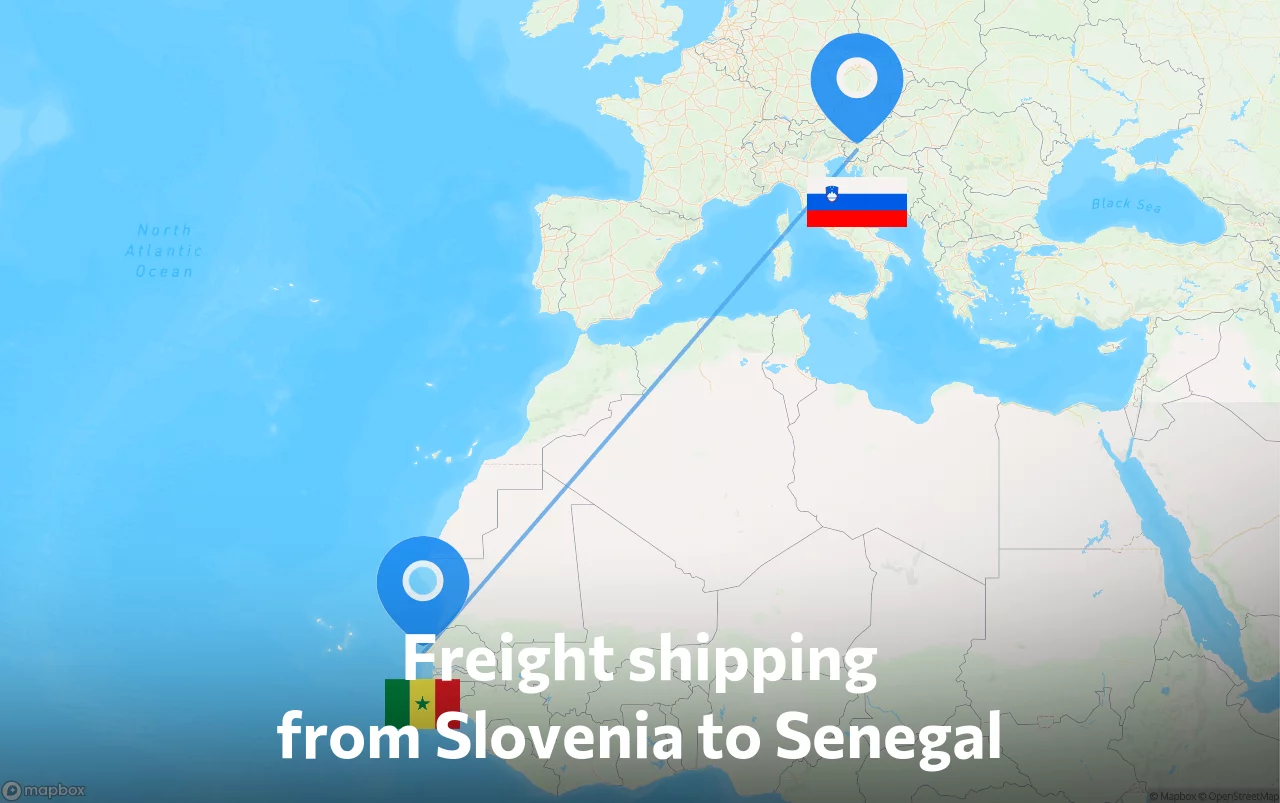 Shipping route from Slovenia to Senegal