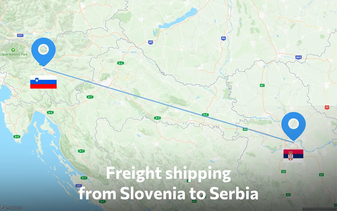 Shipping route from Slovenia to Serbia