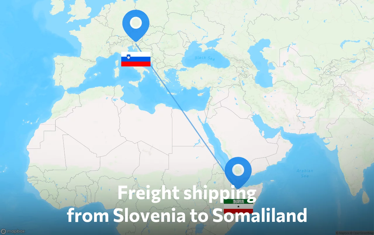 Shipping route from Slovenia to Somaliland