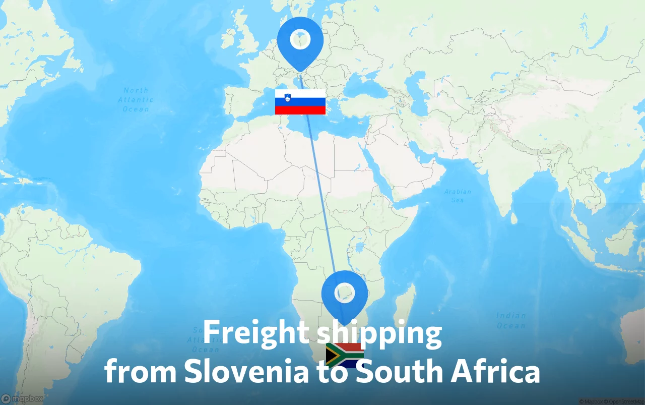 Shipping route from Slovenia to South Africa
