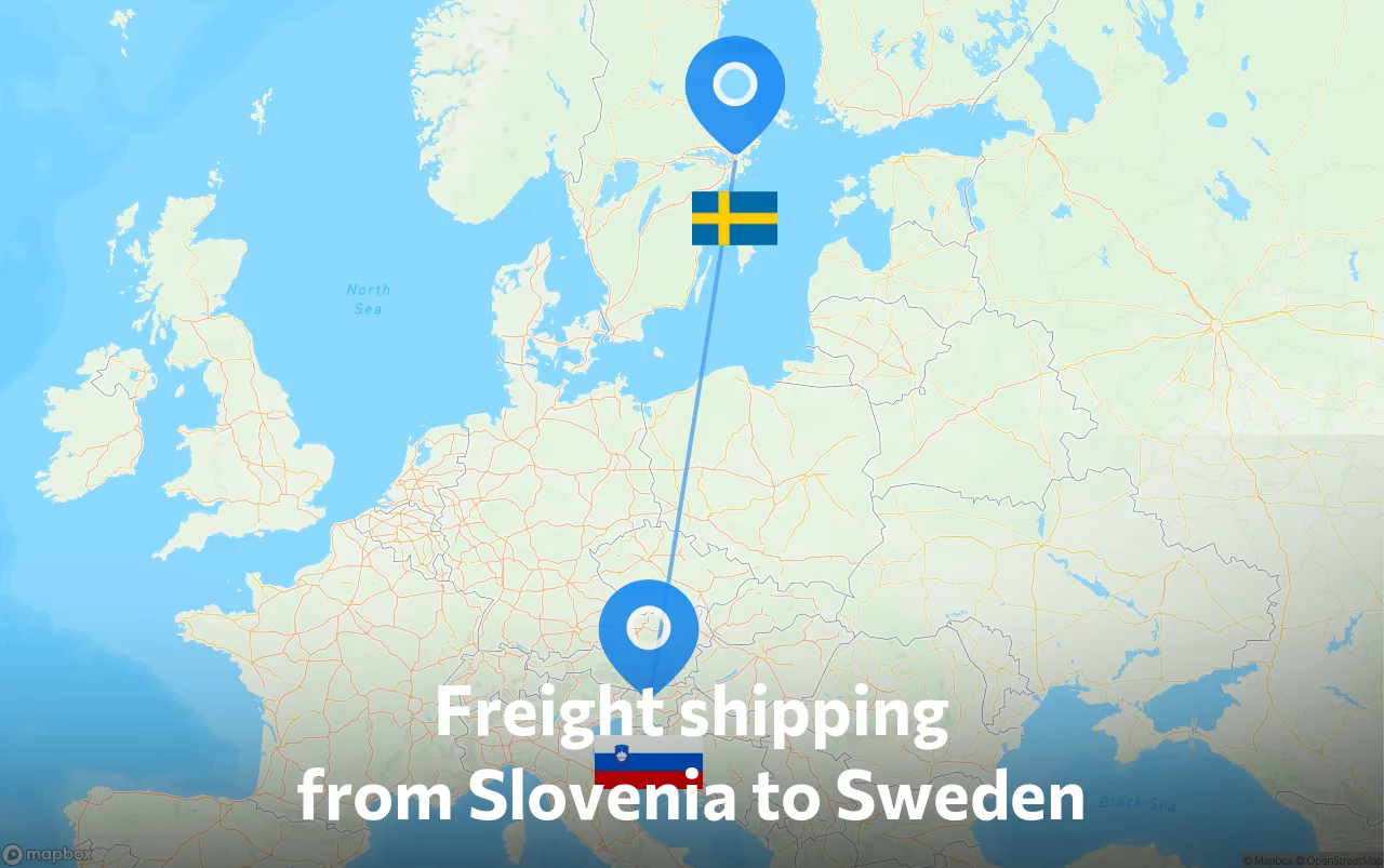 Shipping route from Slovenia to Sweden
