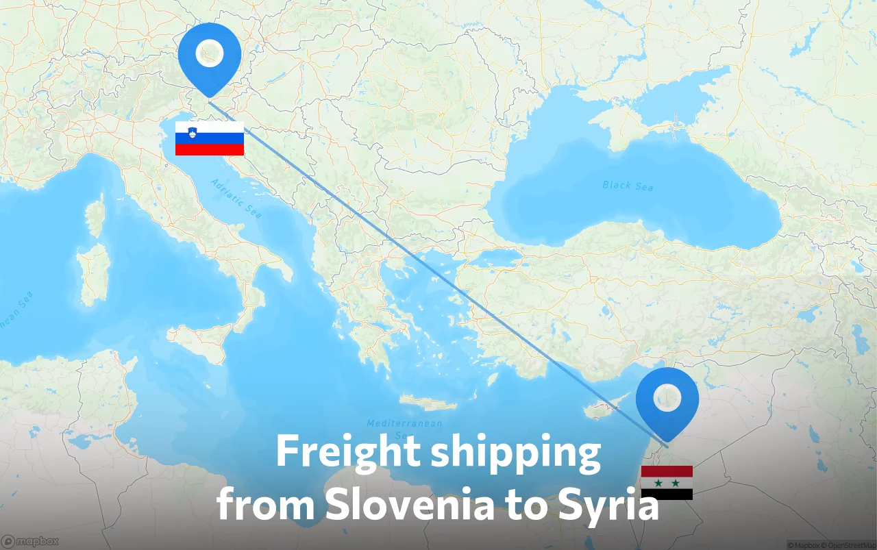 Shipping route from Slovenia to Syria