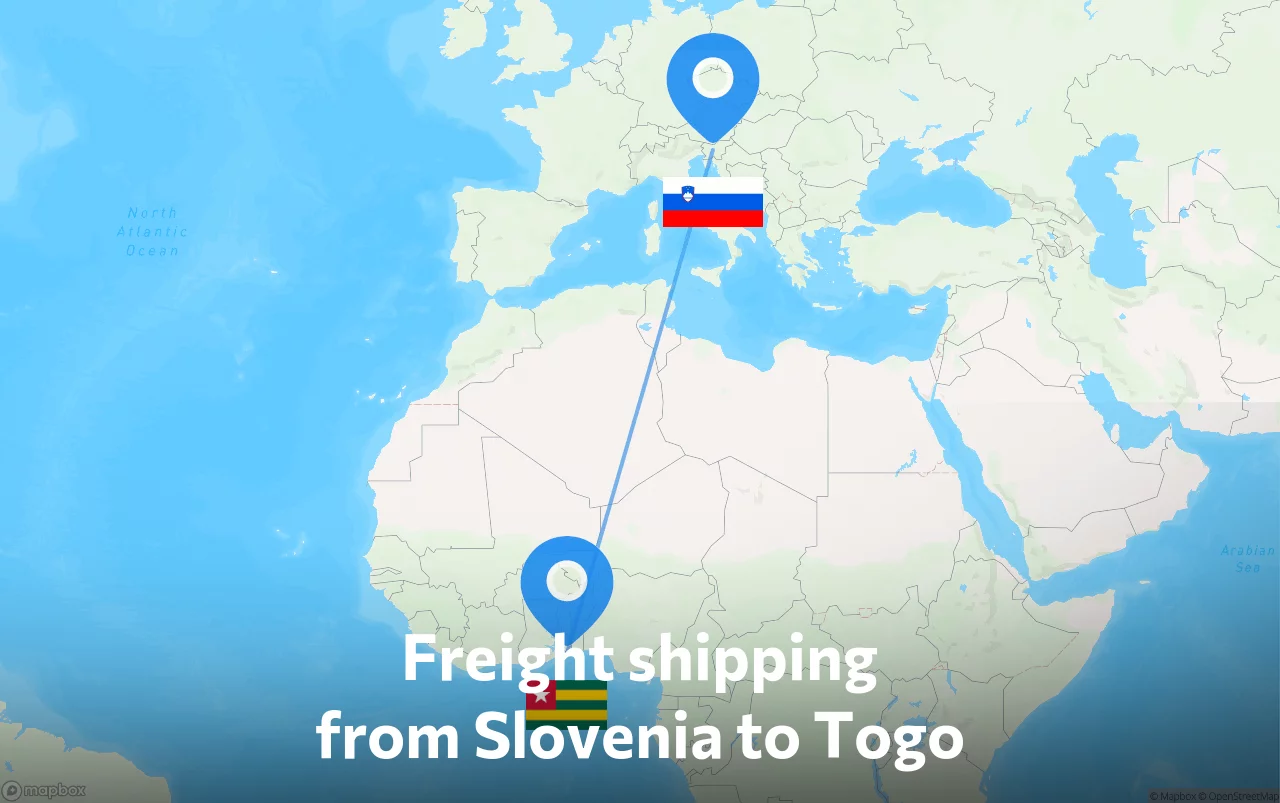 Shipping route from Slovenia to Togo