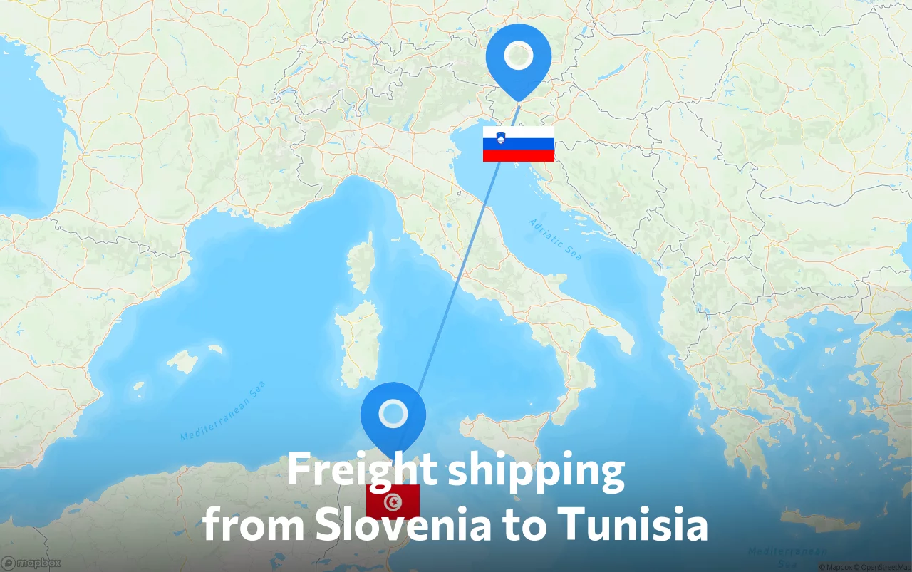 Shipping route from Slovenia to Tunisia