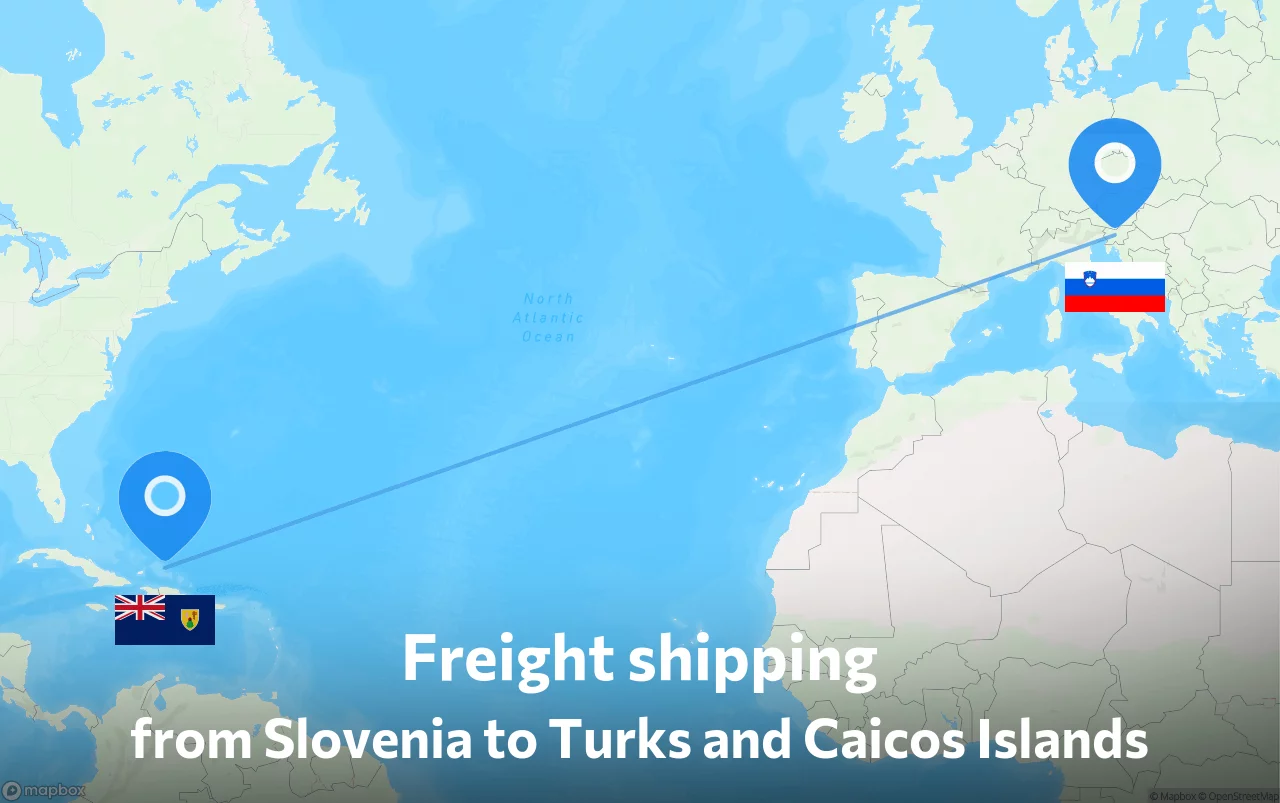 Shipping route from Slovenia to Turks and Caicos Islands