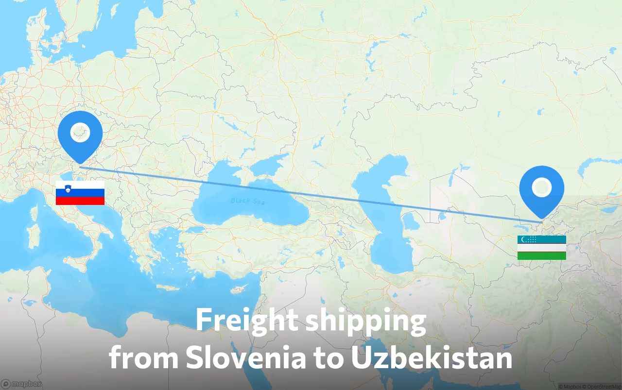 Shipping route from Slovenia to Uzbekistan