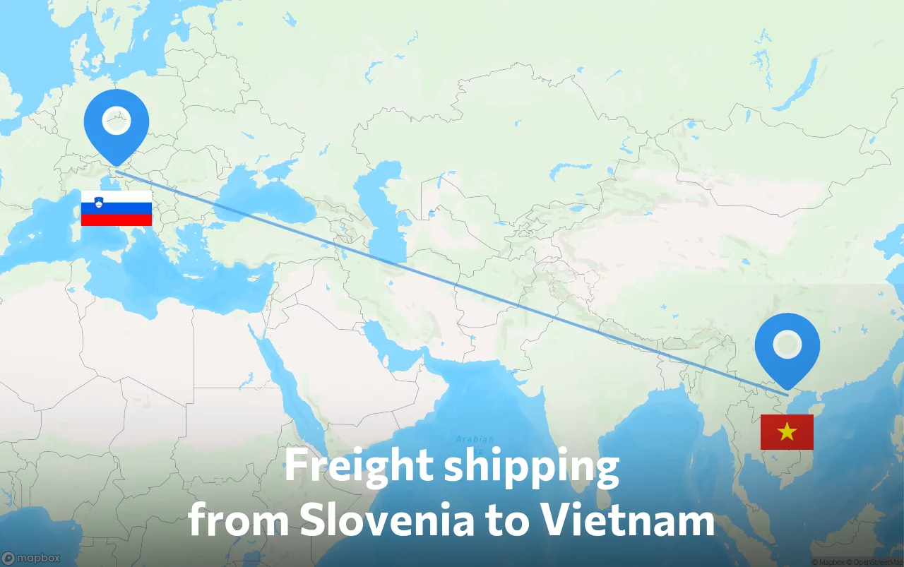 Shipping route from Slovenia to Vietnam