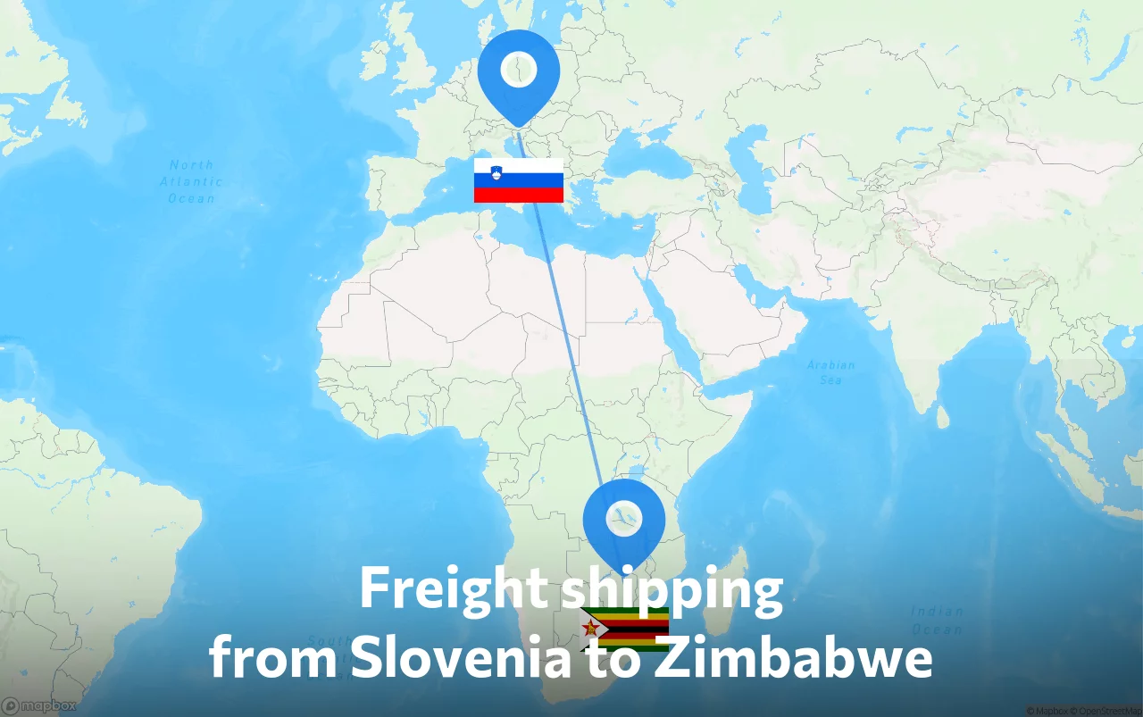 Shipping route from Slovenia to Zimbabwe