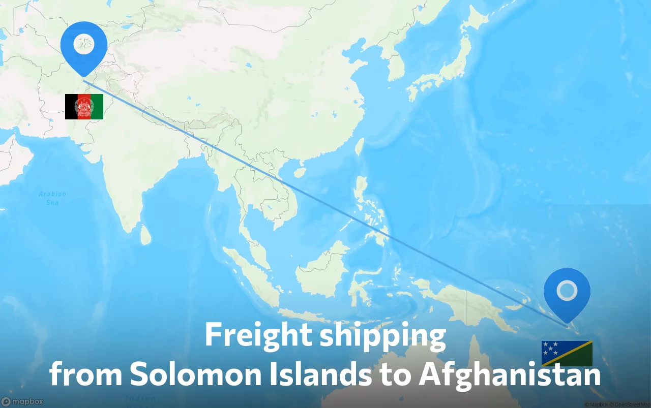 Shipping route from Solomon Islands to Afghanistan