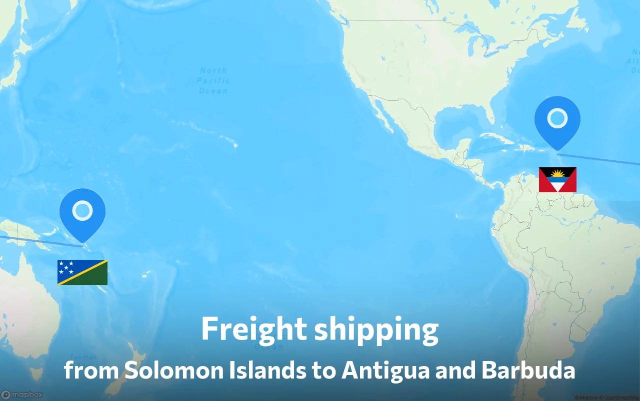 Shipping route from Solomon Islands to Antigua and Barbuda