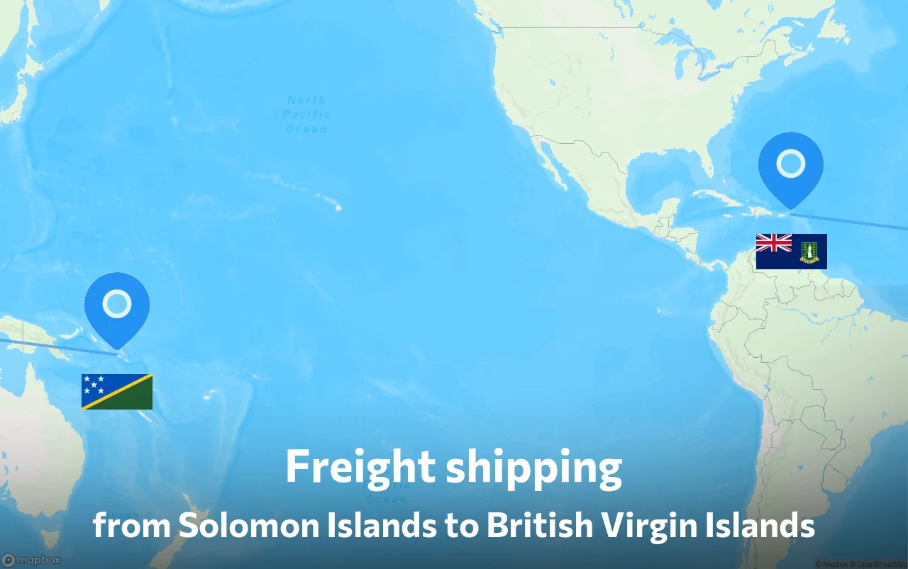Shipping route from Solomon Islands to British Virgin Islands